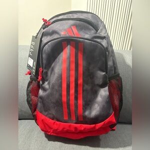 Adidas Men's Black and Red Striped Backpack